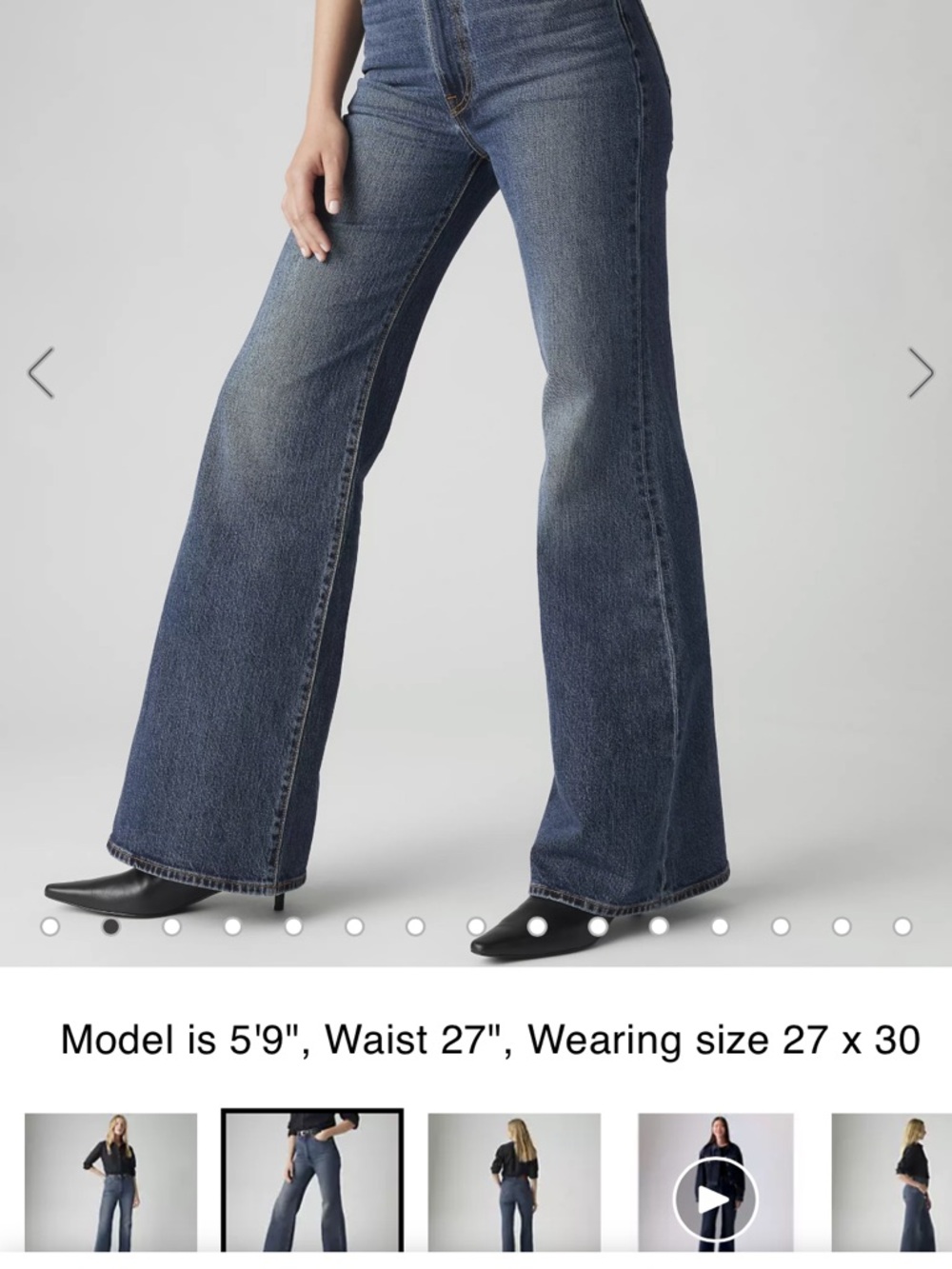 NWT Levi’s Ribcage Bell High-Rise Flared Women's Jeans in dark blue